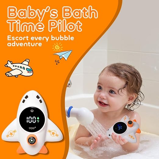 Baby Bath Thermometer - Digital Floating Water Thermometer with LED Display & Color Temperature Alerts, Rechargeable Bath Toy for Infant Bathtub Safety, Newborn Bath Essentials Gift