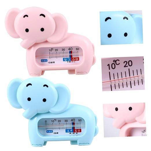 LIFKOME 2pcs Cartoon Elephant Bath Thermometer for Accurate Water Measurement and Safe for Bathing and Colors