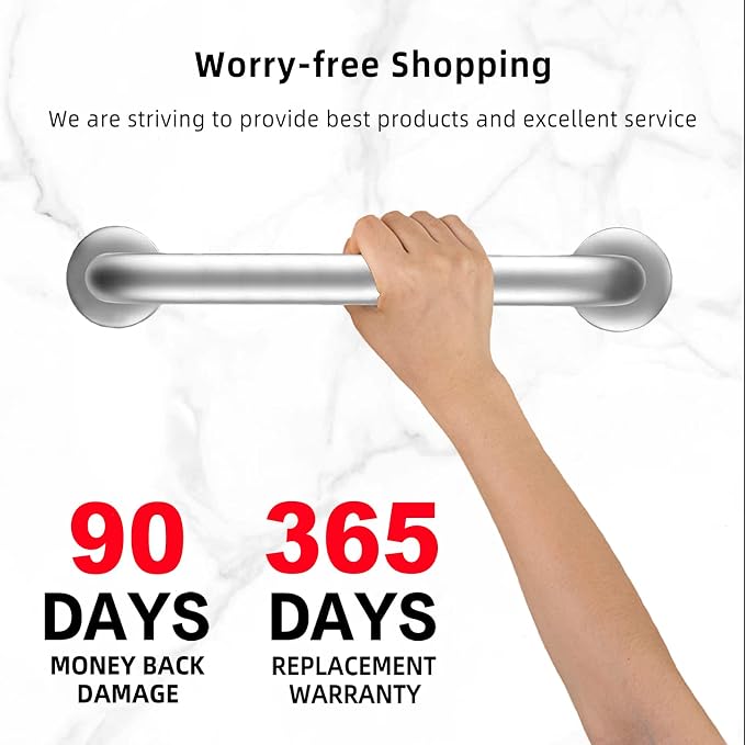 2 Pack 16 Inch Grab Bar for Bathtubs and Showers - 1.25" Diameter Bathroom Safety Shower Handles Brushed Nickel with Concealed Screws, Wall Mounted Disability Handrail for Handicap, Elderly, Pregnant