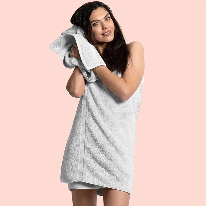 Chakir Turkish Linens 2 Piece Large Bath Towels, 100% Cotton Turkish Towels for Bathroom, Luxury Soft Absorbent Bath Towels, 30 x 60 Inches, Silver Gray