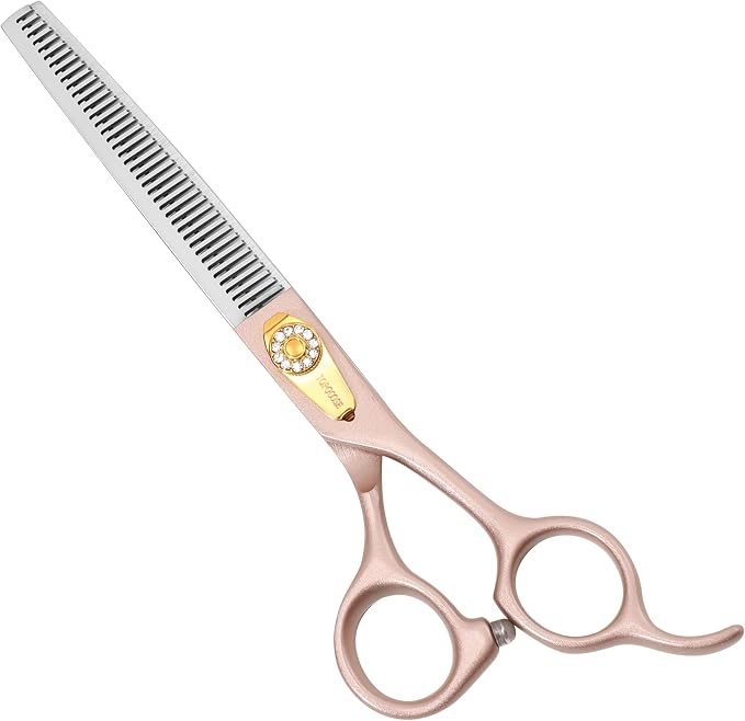Professional Thinning Scissors for Dog Cat 7.5'' Pet Grooming Scissors 440C Stainless Steel Thinning Shears for Dogs 56 Teeth (Rose Gold, Thinner)