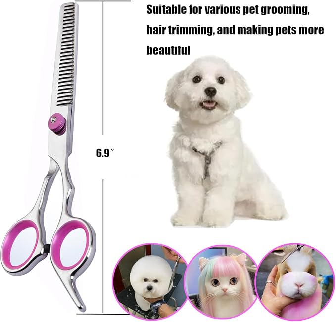 Dog Grooming Scissors,Pet Hair Scissors with Safety Round Tips Heavy Duty Titanium Stainless Steel Professional Dogs Cats Pets Grooming Shears (Teeth clipper)