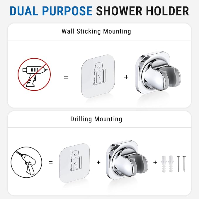 G-Promise All Metal Handheld Shower Head Built-in Power Wash Mode, with 70 Inch Stainless Steel Shower Hose Extra Long and Dual Purpose Hand held Holder, Side Push Button, Chrome