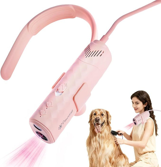 Dog Dryer for Pet Grooming,Pet Neck-Hanging Hair Dryer,Alternating Hot and Cold Airflow.Handheld & Hands-Free.Low-Noise, Ultra-Lightweight.High Wind Speeds.Adjustable Heat & Speed