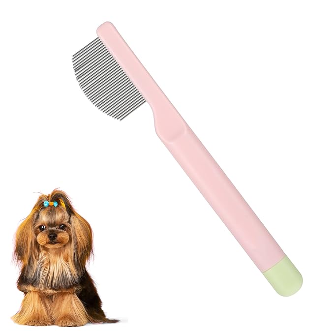 Sibba Stainless Steel Dog Eye Comb Pet Facial Grooming Comb for Pet Facial & Paw Grooming Dog Flea Combs Cat Groomings Kit Stress-free Tear Stain Remover for Dogs & Cat Fit Yorkie, Shih Tzu, Maltese
