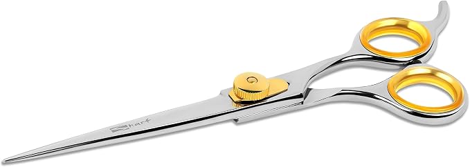 Sharf Gold Touch Pet Grooming Shear | Straight Cat & Dog Grooming Scissors | 7.5 Inch | 440c Japanese Stainless Steel Pet Dog Shearing Scissors | Animal Shears with Removable Comfort Rings