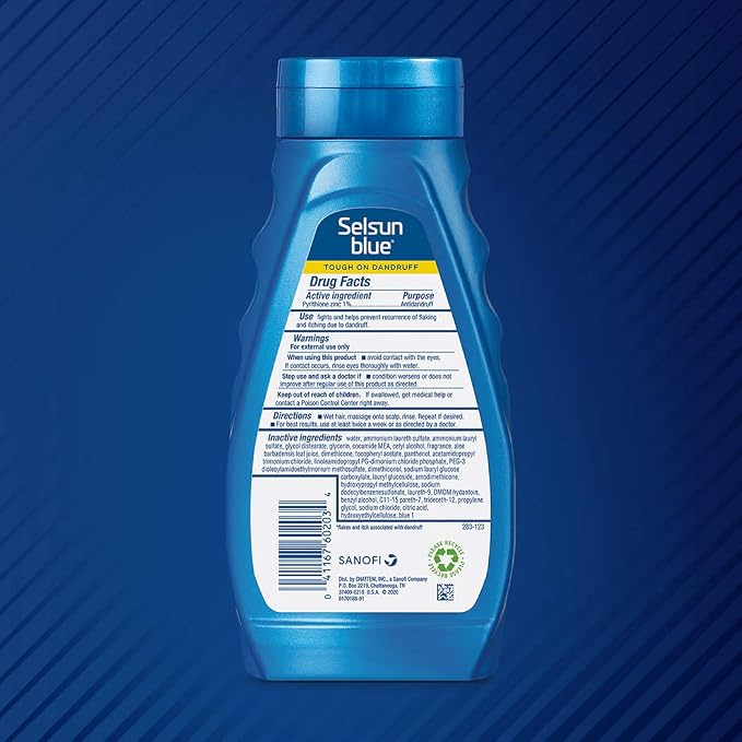 Selsun Blue Shampoo, 11 fl. oz., Itchy Dry Scalp | Anti-Dandruff | Extra-Hydrating Formula | Pyrithione Zinc 1% | Pack of 2