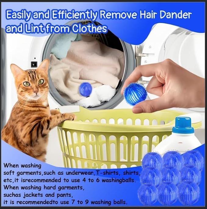 12Pcs Pet Hair Remover for Laundry, 2026 Reusable Dog & Cat Hair Remover, Efficient Debris, Hair Cleaner, Pet Hair Catcher for Clothes, Bedding, Washing Machine Hair Catcher ((Small))