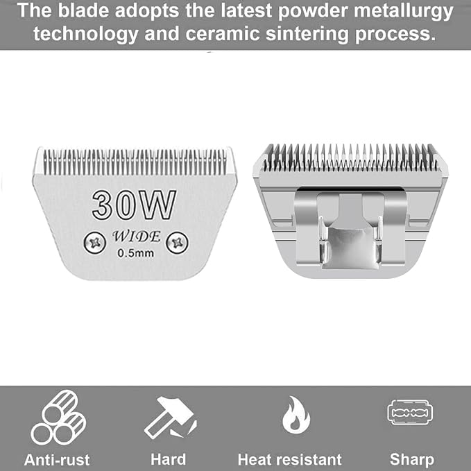 for Andis Wide Blades for 30W Dog Grooming Blades Compatible with Oster A5,Wahl km10 Dog Clippers for Horse Dog Cat Animals,Stainless-Steel Blade Sharp
