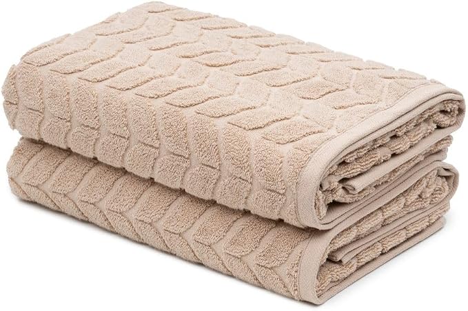 BAGNO MILANO Turkish Cotton Bath Towels, Hand Towels - Soft Plush Jacquard Collection - Highly Absorbent Towel Set (Sand Beige, 4 Pcs Hand Towel Set)