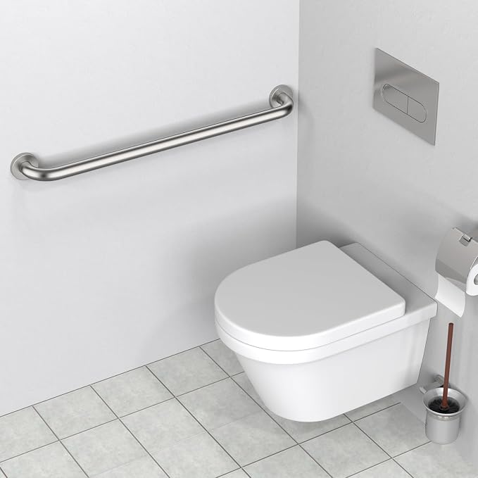 32 Inch Shower Grab Bar, ZUEXT SUS304 Stainless Steel Brushed Nickel Bathroom Grab Bar Handle, Shower Balance Bar, Safety Hand Rail Support, Handicap Elderly Senior Assist Bath Handle (1.25" Diameter)
