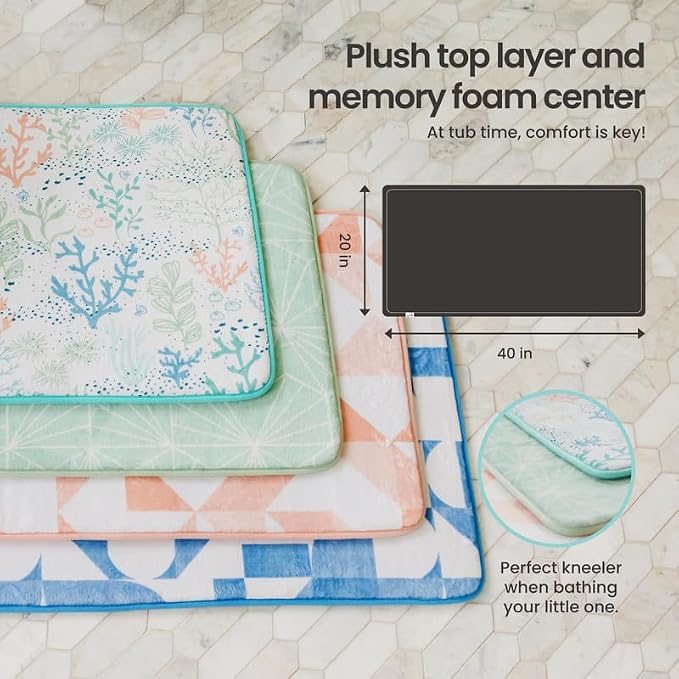 Copper Pearl Memory Foam Bath Mat - Cute Bath Mat and Bath Kneeling Pad for Bathing Baby - Plush Top Layer - 40"x20" - Comfortable Kneeling Pad for Bathing Baby - Wade