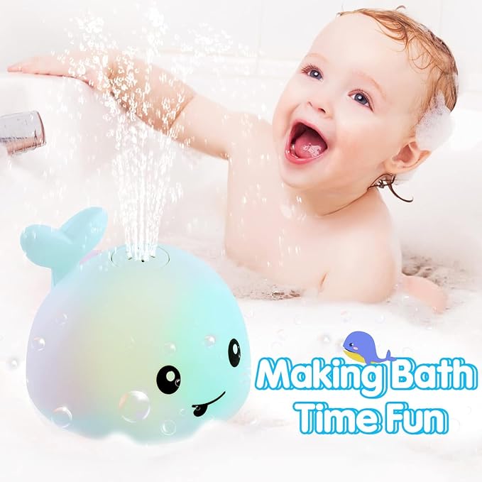 Gigilli Baby Bath Toys, Light Up Whale Bath Toy Sprinkler for Kids Boy Girl | Bath Toys for Kids Ages Boys Girls Gifts Pool Water Toys Babies Toddlers Birthday Bathtub Tub Fountain Water Table Toy