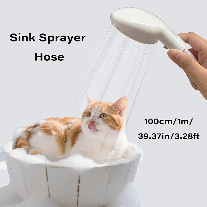 3.28FT/1M Sink Spray Hose,Sink Sprayer Hose Attachment for Portable Hand HeldHead Shower Sprayer,Shampoo Sprayer Hose for Bathing Pets,Washing Hair,Rinsing Vegetables