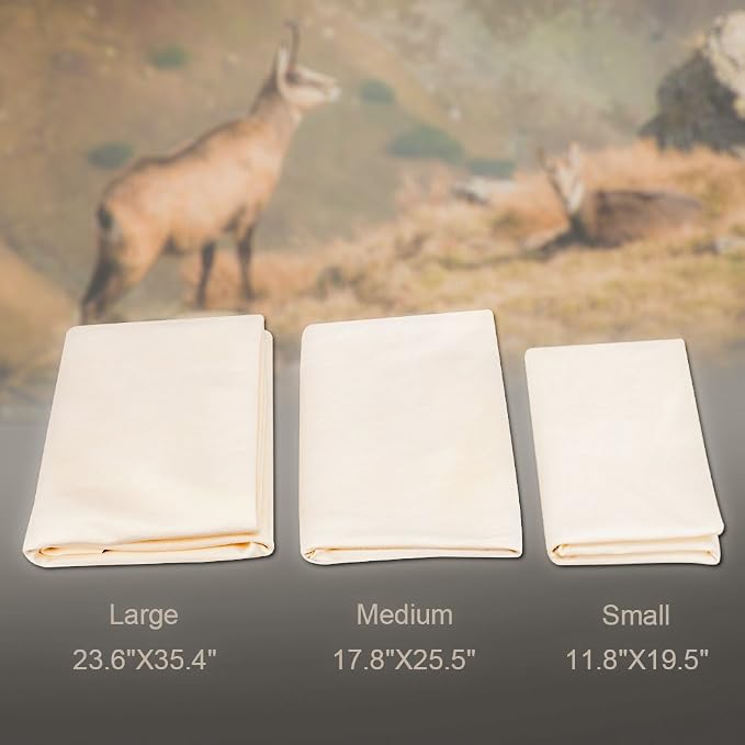 Chamois Drying Cloth Car Drying Towel Real Leather Super Absorbent Fast Drying Natural Chamois Car Wash Cloth Accessory (17.7" x 23.6")