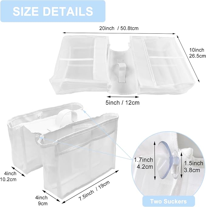 Cerpourt Baby Bath Toys Storage, Saddle Shape 4 Compartment Mesh Bath Toy Organizer, Quick Access Bathtub Toy Holder, Quick Dry Plastic & Polyester Material