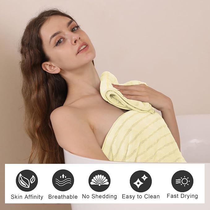 Mistyrose Bath Towels,4 Pack 35"x70" Large Bath Towels Microfiber Absorbent XL Bath Sheets Super Soft Towel for Bathroom Quick Dry Oversized Shower Towels for Family Hotel Spa Gym(Cream