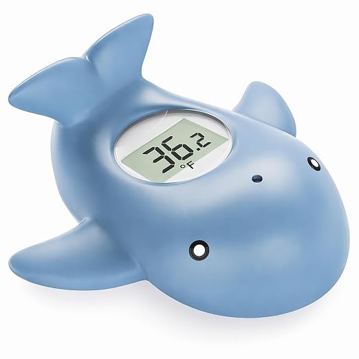 Baby Bath Thermometer for Infant & Toddler,Floating Digital Water Temperature Thermometer with 3-Color LED Backlight,Instant Accurate Reading,Baby Bath Toy,Hot & Cold Alert（Light Blue Whale）