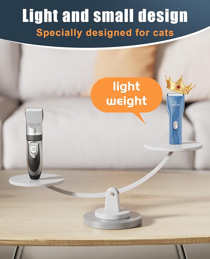 oneisall Pet Clippers for Cat Matted Hair, Quiet Pet Shaver for Cats | Waterproof Cordless Cat Clippers for Matted Long Hair with Storage Bag,Lightweight and Easy to Use for Cat, Pet, Small Dog