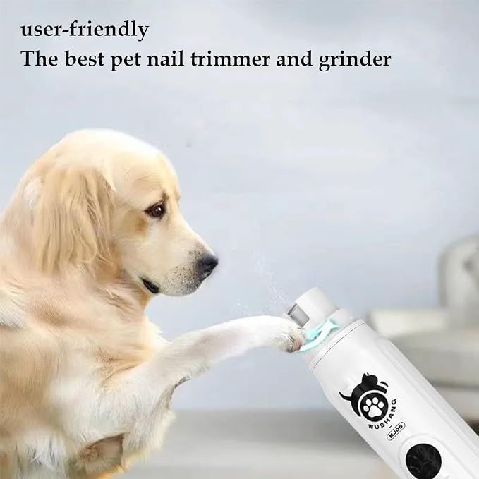 an All-in-one Dog Nail Trimmer with Low Noise Design, Rechargeable, Cordless Electric Quiet pet Nail File Set, Suitable for Dogs, Cats and Other Pets. (Black)