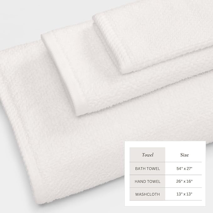 Great Bay Home 100% Cotton 6 Piece Towel Set - Absorbent, Quick-Drying, Durable Bath Towels for Bathroom Decor - Low-Twist, Two-Ply Fibers (Ivory)