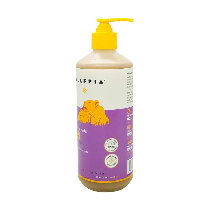 Alaffia Babies and Kids Shampoo and Body Wash, Gentle and Calming Support for Soft Hair and Skin with Shea Butter, Neem, and Coconut Oil, Fair Trade, Lemon Lavender, 16 Fl Oz