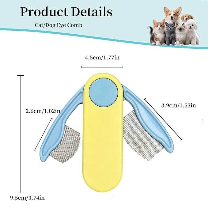 Foldable Dual-Head Tear Stain Remover Eye Comb for Small Dogs Cats Hamsters Grooming Tool, Fit Yorkie, Shih Tzu, Maltese, Poodle, Cockapoo ， Puppy Essentials, Flea Brush (Purple)