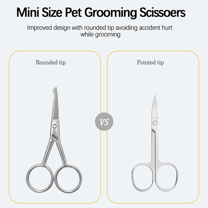 JGocot Dog Tear Stain Remover Comb for Small Doggy and Cats Pet Grooming Tool with Round Tip Stainless Steel Mini Scissor for Pet Facial Eye Area