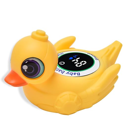 Baby Bathtub Thermometer with LED Display Screen+Cute Duck toy-2-in-1 | Color Coded Alarm (Cold/Comfortable/hot) Bath Temperature Monitor, Adorable Floating Toys for Infants, Essential for Babies