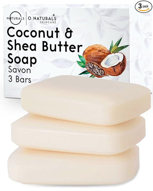 O NATURALS 3-Pack Organic Soap Bar 4oz each-100% Vegan Cold Process Body Wash Scented Premium Handmade Soap - Natural Soaps for Men Women, Face, Body - Coconut and Shea Butter - Mothers Day Gifts