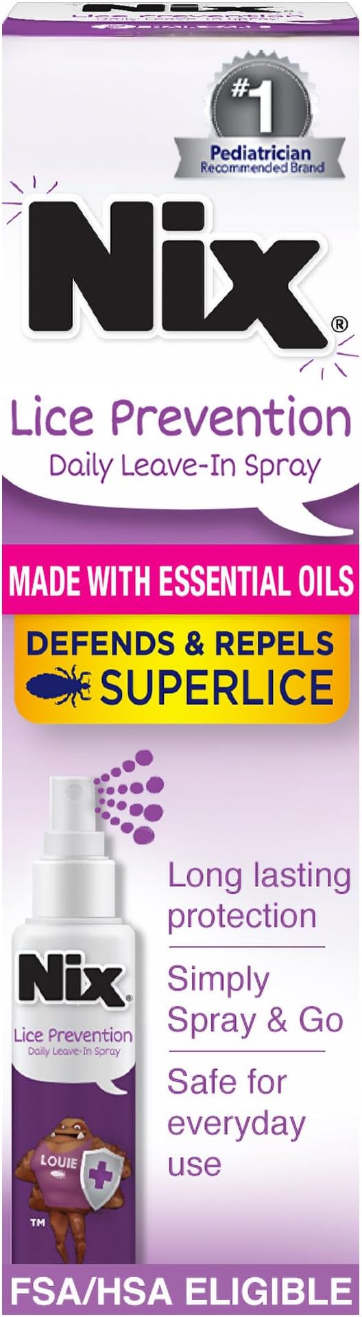 Nix Lice Prevention Daily Leave-In Spray for Kids, Long-Lasting Protection, Repels Superlice, 6 Fl Oz
