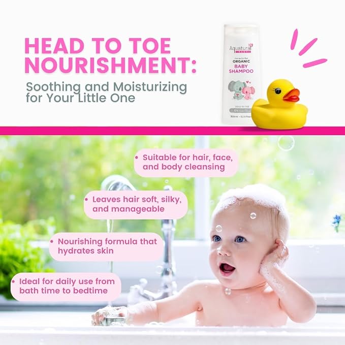 Organic Baby Shampoo, 10.14 Fl Oz | Plant-Based, Vegan & Gentle, Moisturizing, For Newborn and Toddler, Suitable for All Skin Type