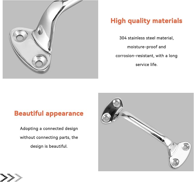 Bath Grab Bar, 6in Shower Grab Bar Stainless Steel Bathroom Handles Stairway Handrail Balance Bar Boat Yacht Handle Pull Shower Handle Safety Bar for Grab Bars Senior, Elderly, Handicap (2Pcs)