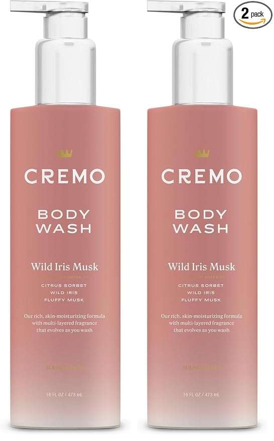 Cremo Wild Iris Musk Skin Moisturizing Body Wash for Women,Notes of Citrus Sorbet,Wild Iris,and Fluffy Musk,16 Fl Oz,(Pack of 2)