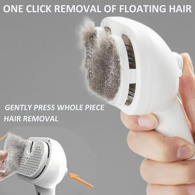 3-in-1 Self-Cleaning Steamy Pet Brush for Dogs & Cats, Fresh Fur Shower Brush That Removes Loose Hair, Reduces Shedding, Grooming Tool for Long & Short Hair, Wet or Dry Use (White)