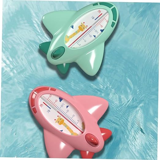 Toyvian Bath Thermometer Green Cartoon Plane Shape Accurate Water Temperature Reading Safe for Newborn Shower and Bath Easy to Use Material