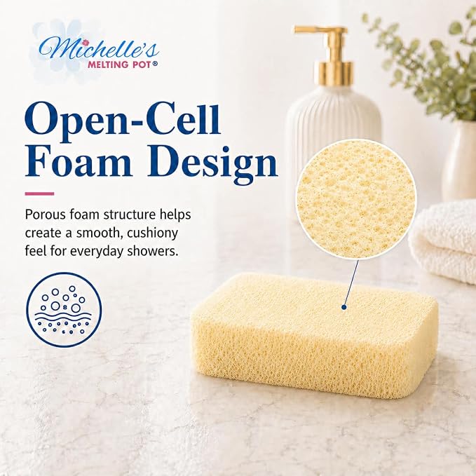 Michelle's Melting Pot Foam Bath Sponge Shower Sponge 3 Count (Smooth Yellow)