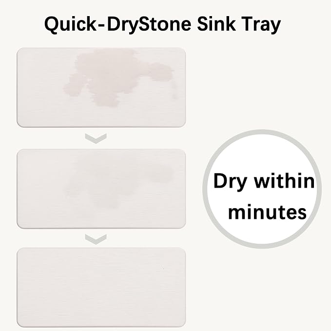 NiuYichee 2 Pcs Water Absorbing Stone Trays, Kitchen/Bathroom Sink Soap Dish, Diatomite Tray Used for Hand Soap & Cosmetic Bottles in the Modern Home, 4" W x 9" L, White