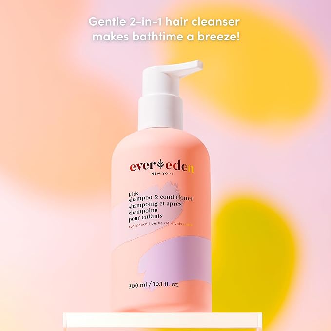 Evereden Kids Shampoo and Conditioner 2 in 1 and Kids Body Wash set | Gentle and Clean Skin Care | Non-toxic Ingredients | Cool Peach scent