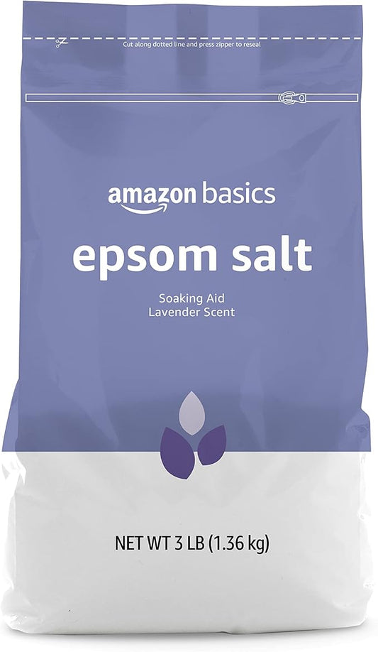 Amazon Basics Epsom Salt Soaking Aid, Lavender Scented, Relax & Relief, Resealable, 3 Pound, 1-Pack (Previously Solimo)