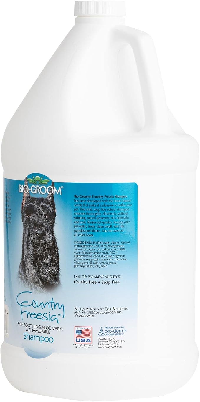 Bio-Groom Country Freesia Dog Shampoo - Natural Scent Pet Shampoo, Aloe Vera, Chamomile, Cat & Dog Bathing Supplies, Puppy Wash, Cruelty-Free, Made in USA, Quick Rinse Cat Shampoo - 1 Gallon