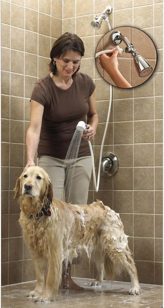Rinse Ace Snap 'N Spray Quick-Connect and Detachable Shower Hose with On/Off Sprayer, White, 6-Foot