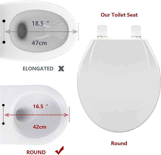 Toilet Seat with Potty Training Seat Built-In, Round Fit, Soft Close Lid, Slow Close Noiseless Design, American Standard Compatible,White and Pink