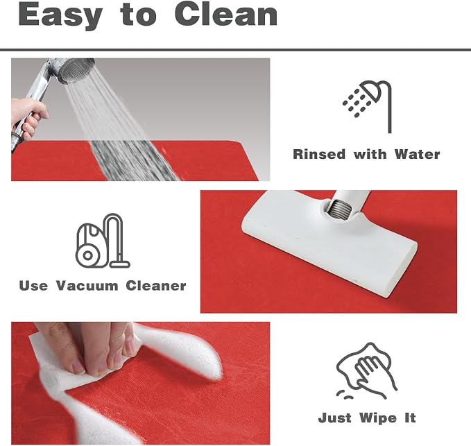 TYUU Bath Mat, Bathroom Rugs Non Slip Washable Thin Absorbent Quick Dry Bath Mat Fits Under Door Bathroom Floor Mat Perfect for Bath, Shower, or Sink 36"x60" Red