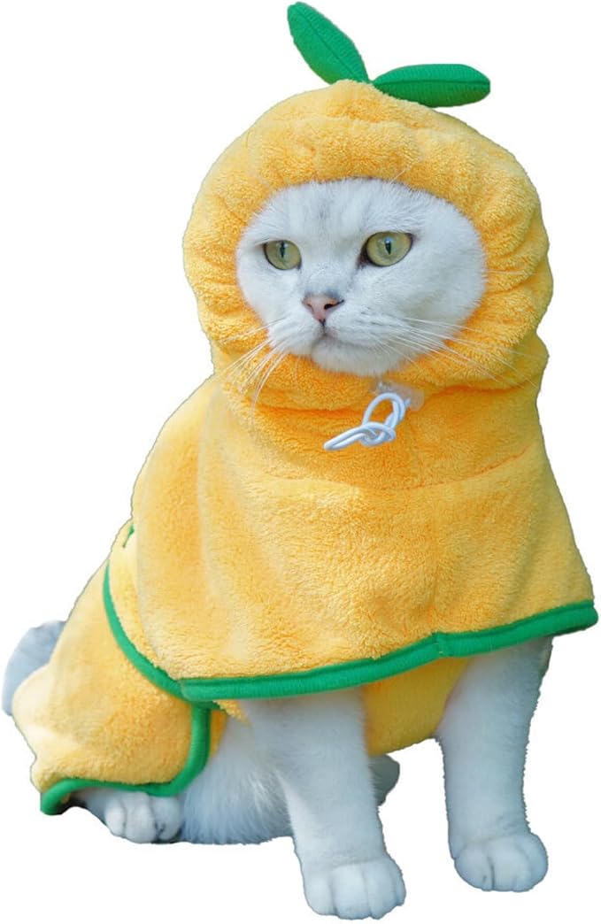 Dog Bathrobe Towel, Cat Bathrobe Microfiber Fast Drying Absorbent Towel for Puppy Small Medium Large Dog Cat (Yellow, Small)