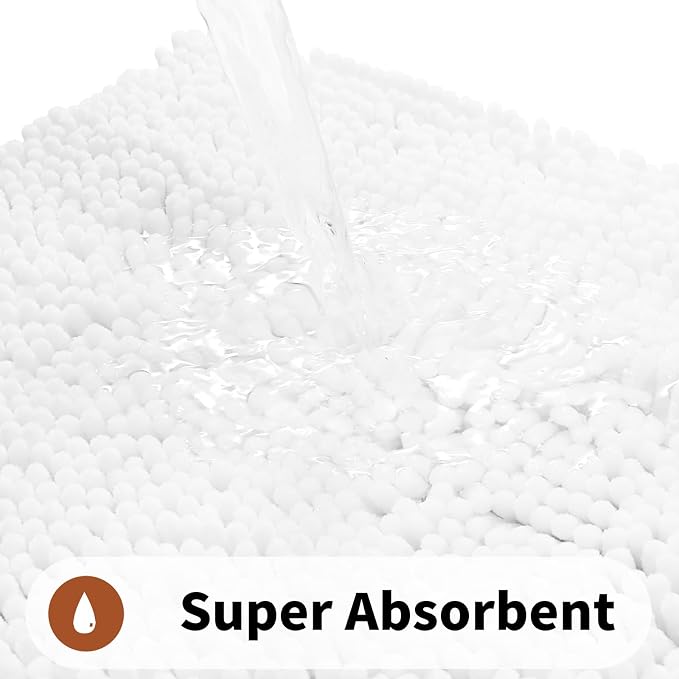 Yimobra Toilet Rugs U Shaped Washable - 24"x20" Non Slip Plush Contour Bath Rugs for Toilet - Super Soft Absorbent Quick Dry Toilet Mats for Bathroom,White