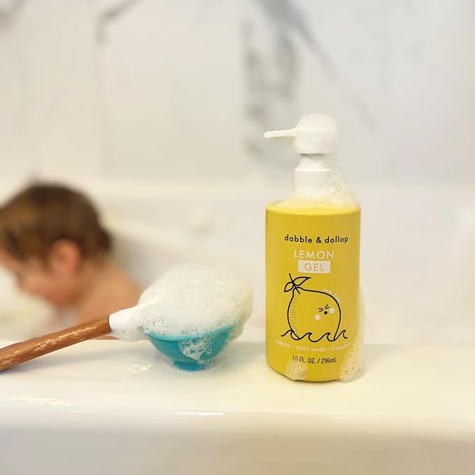 Dabble & Dollop Lemon Kids 3-in-1 Body Wash, Shampoo & Bubble Bath – Tear-Free, Gentle, Natural-Origin, Hypoallergenic and Safe for Sensitive Skin (10 fl oz, Pack of 2)