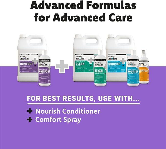 Advanced Medicated Comfort Dog Shampoo, 16 oz - 3% Chlorhexidine, 1% Hydrocortisone, Delivers Fast Itch Relief, Supports Skin and Coat Health, Made in The USA