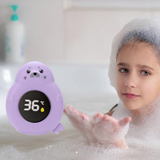 TARSHYRY Baby Bath Thermometer Cartoon Seal LED Digital Water Temperature Thermometer Toy for Infant Toddler Bathtub Swimming Pool (Purple)