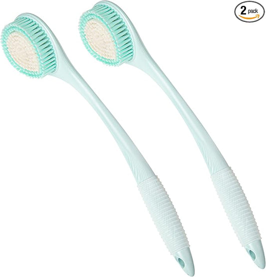 BEDELITE Back Bath Brush Long Handle for Shower of 2 - Soft Shower Brush for Men & Women,Back Brush Scrubber - 16.4" Long Skin Exfoliator for Bath Scrubber Body Brush（Blue & Blue）